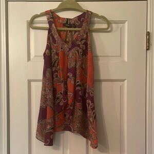 Apt 9 Paisley Sleeveless Top - Purple and Orange—Size Small
